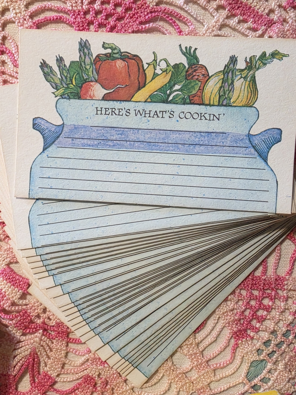 Here's What's Cookin' 25 Double Recipe Cards Vintage Kitchen Collectible